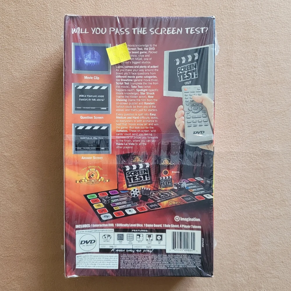 Vintage MGM Screen Test!  DVD TV Movie Trivia Board Game 2004 New Sealed Box Y2K
